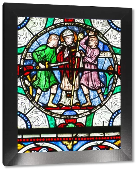 Europe, United Kingdom, England, Kent, Canterbury, medieval stained glass in the cathedral