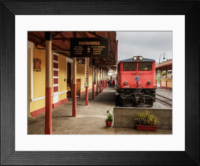 Framed Print : Train at Railway Station in Riobamba, Chimborazo Province, Ecuador
