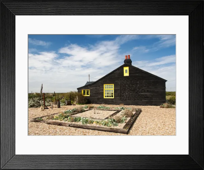 Framed Print : Prospect Cottage, Derek Jarmans house, with a John Donne poem The Sunne Framed Print : Prospect Cottage, Derek Jarmans house, with a John Donne poem The Sunne