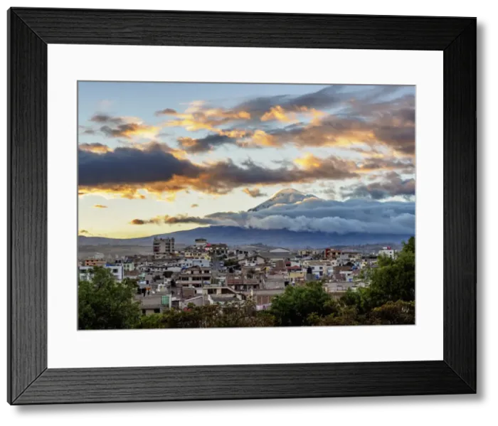 Framed Print : View over Riobamba towards Chimborazo Volcano at sunset, Chimborazo Province, Ecuador Framed Print : View over Riobamba towards Chimborazo Volcano at sunset, Chimborazo Province, Ecuador