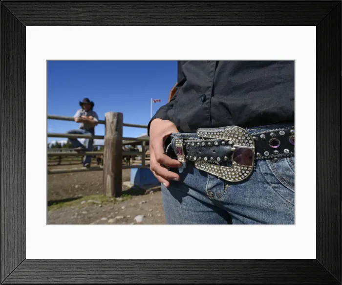 Framed Print : Cowgirl with glitter belt, Rafter Six Ranch, Exshaw, Calgary, Alberta, Canada, North Framed Print : Cowgirl with glitter belt, Rafter Six Ranch, Exshaw, Calgary, Alberta, Canada, North