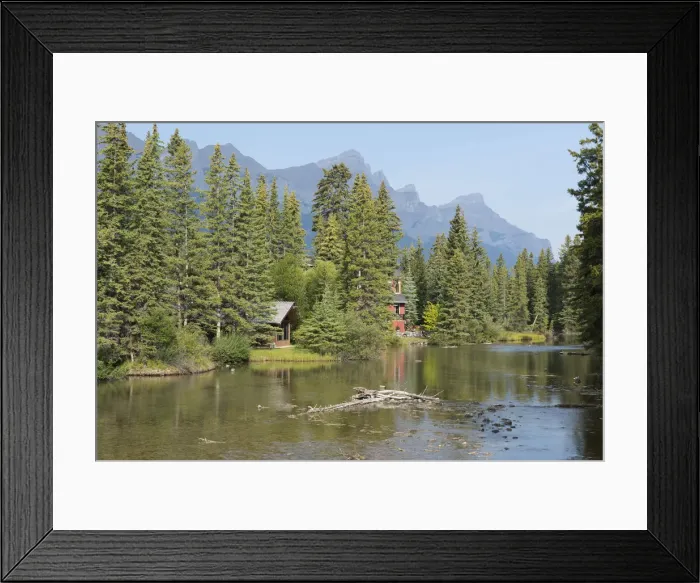 Framed Print : Canada, Alberta, Canmore, houses along policeman creek Framed Print : Canada, Alberta, Canmore, houses along policeman creek