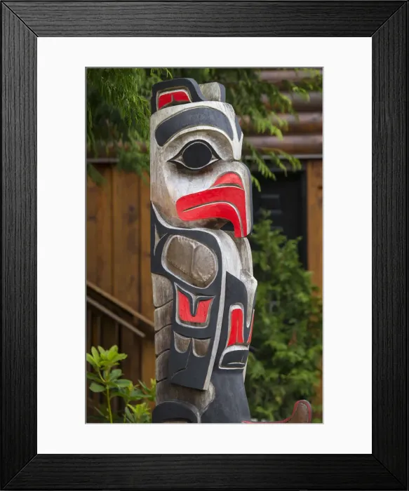 Framed Print : Canada, British Columbia, Vancouver Island, Port Renfrew, totem pole at resort Framed Print : Canada, British Columbia, Vancouver Island, Port Renfrew, totem pole at resort