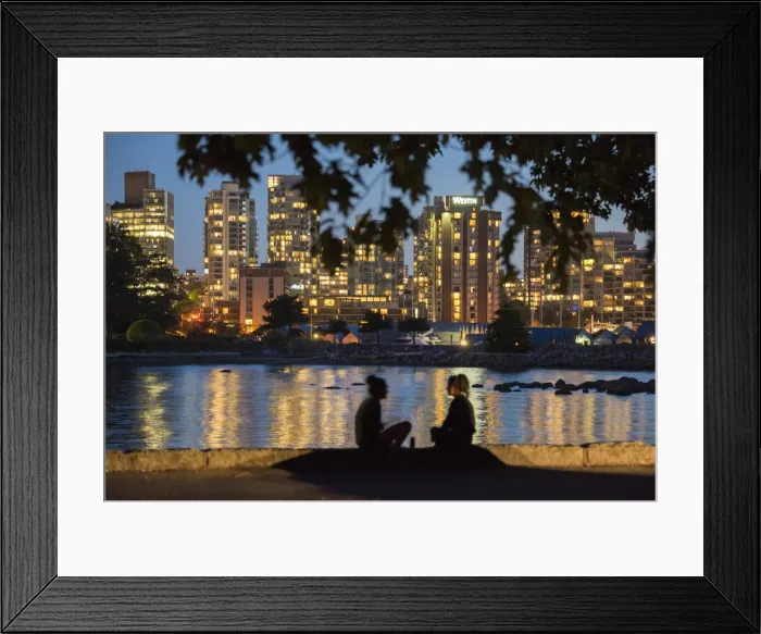 Framed Print : Canada, British Columbia, Vancouver, skyline from Stanley Park at night Framed Print : Canada, British Columbia, Vancouver, skyline from Stanley Park at night