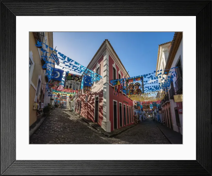 Framed Print : Sao Joao Festival Decorations on the streets of Pelourinho, Old Town, Salvador, State
