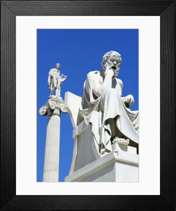 Framed Print : Statues of Socrates and Apollo outside Academy of Athens, Athens, Greece Framed Print : Statues of Socrates and Apollo outside Academy of Athens, Athens, Greece