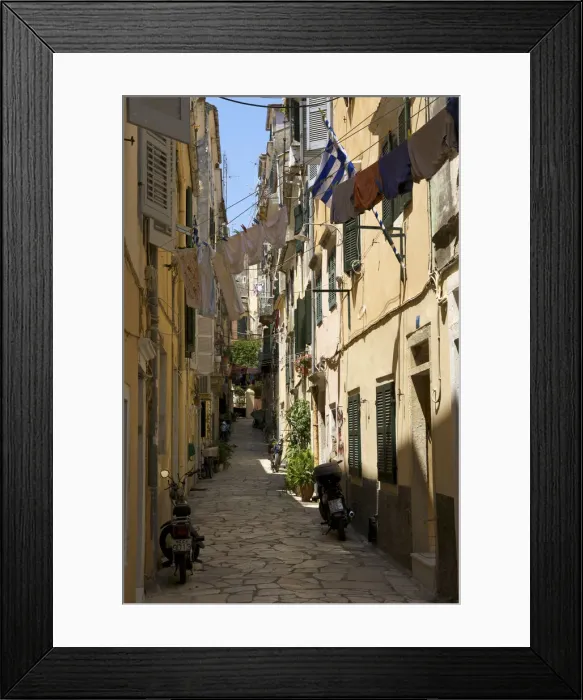 Framed Print : Street scene in Kerkira, Corfu-Town, Corfu, Ionian Islands, Greece