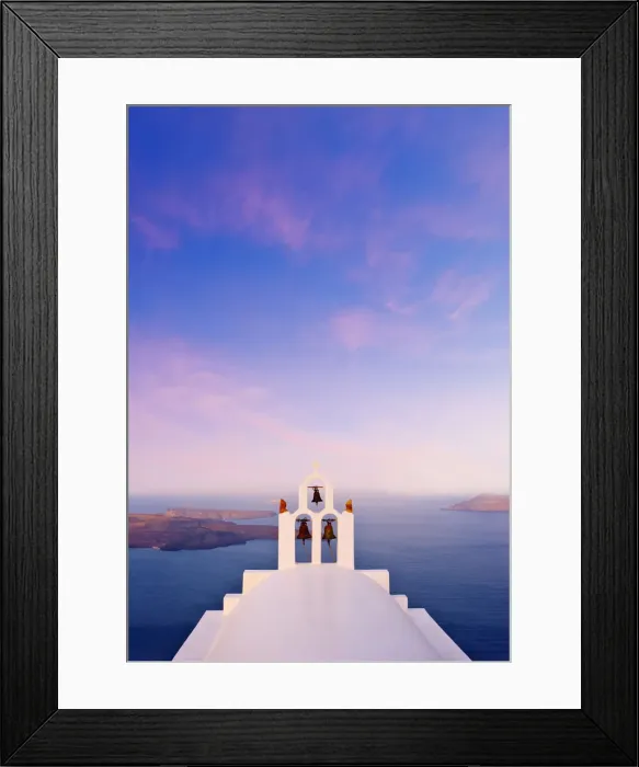 Framed Print : Greece, The Cyclades, Santorini (Thira), Imerovigli, White church at dusk Framed Print : Greece, The Cyclades, Santorini (Thira), Imerovigli, White church at dusk