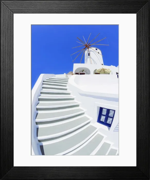 Framed Print : Staircase leading to traditional windmill, Oia, Santorini, Cyclades Islands, Greece Framed Print : Staircase leading to traditional windmill, Oia, Santorini, Cyclades Islands, Greece