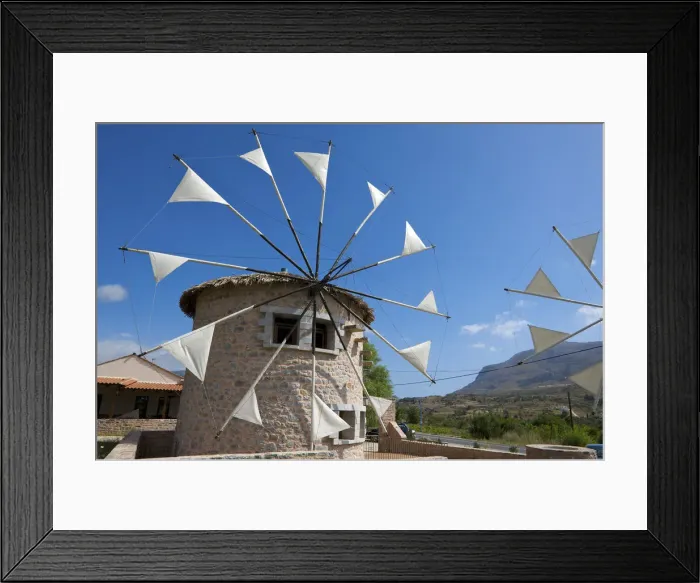 Framed Print : Windmill in Central Crete, Greece