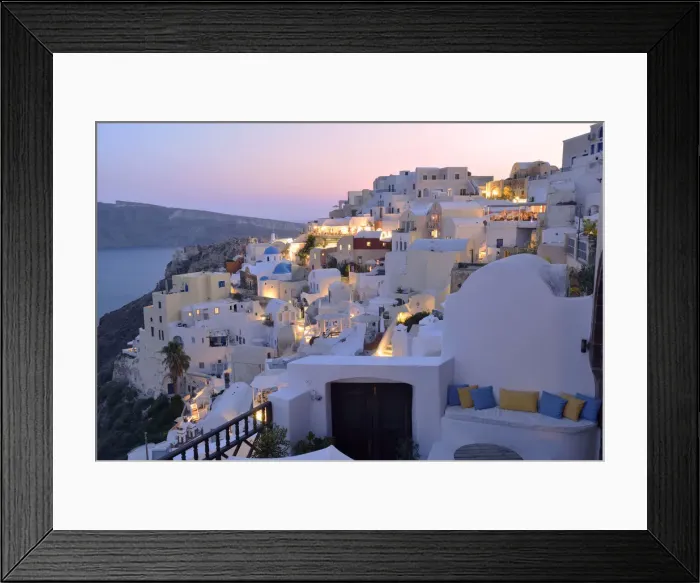 Framed Print : Town of Oia after sunset, Santorini, Kyclades, South Aegean, Greece, Europe Framed Print : Town of Oia after sunset, Santorini, Kyclades, South Aegean, Greece, Europe