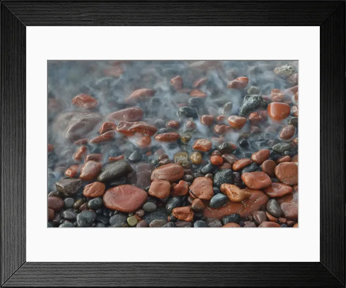Framed Print : surf and rocks on shore, Santorini, Kyclades, South Aegean, Greece, Europe