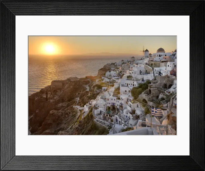 Framed Print : Sunset in Oia, Santorini, Kyclades, South Aegean, Greece, Europe