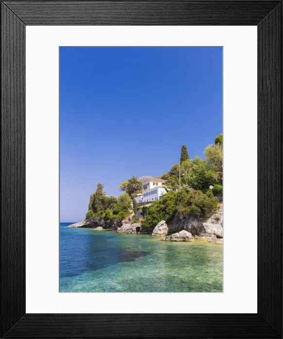 Framed Print : Western Europe, Greece, Ionian Islands, Paxos. The view out to sea from Loggos Framed Print : Western Europe, Greece, Ionian Islands, Paxos. The view out to sea from Loggos