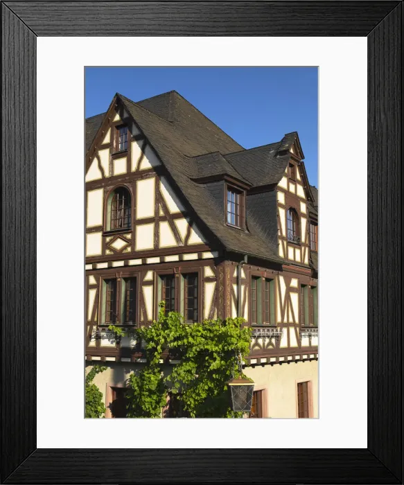 Framed Print : Half-timbered buildings, Oberwesel, Rhineland-Palatinate, Germany Framed Print : Half-timbered buildings, Oberwesel, Rhineland-Palatinate, Germany
