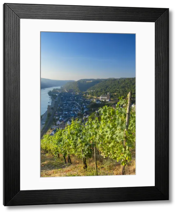 Framed Print : View of Oberwesel and River Rhine, Rhineland-Palatinate, Germany