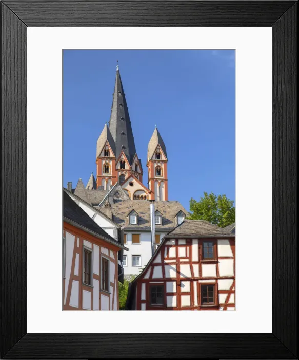 Framed Print : Cathedral (Dom) and half-timbered buildings, Limburg, Hesse, Germany