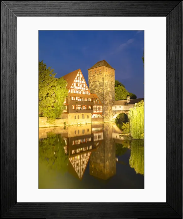 Framed Print : Weinstadel and River Pegnitz at dusk, Nuremberg, Bavaria, Germany Framed Print : Weinstadel and River Pegnitz at dusk, Nuremberg, Bavaria, Germany
