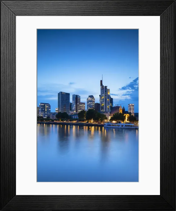 Framed Print : Skyline at dusk, Frankfurt, Hesse, Germany Framed Print : Skyline at dusk, Frankfurt, Hesse, Germany