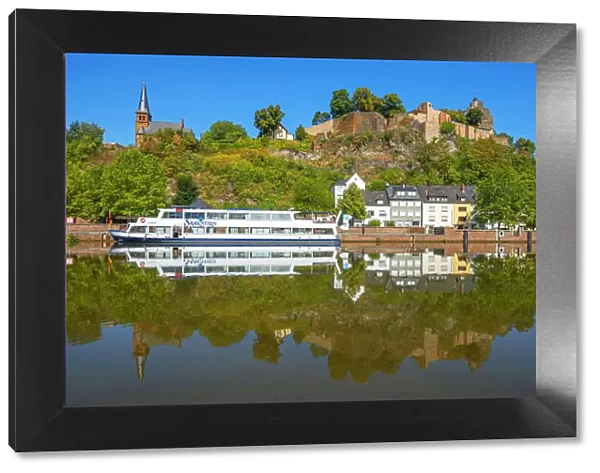 View at Saarburg with Saarburg castle and river Saar, Rhineland-Palatinate, Germany