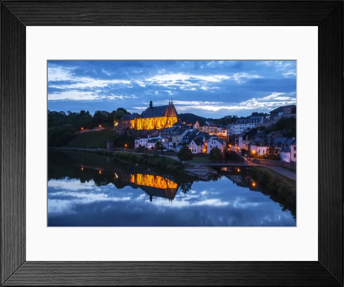 Framed Print : View at Saarburg with church St. Laurentius, river Saar and river Leuk Framed Print : View at Saarburg with church St. Laurentius, river Saar and river Leuk