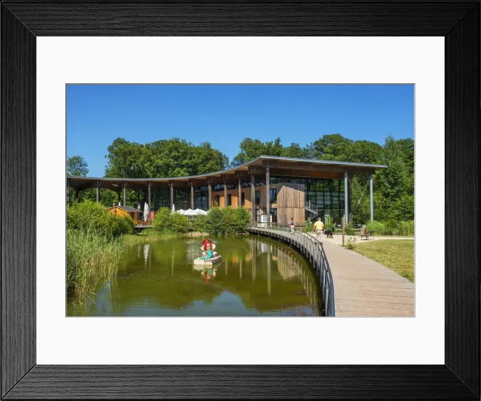 Framed Print : Visitor center at the Baumwipfelpfad, treetop walk at the Grand Saar horseshoe bend Framed Print : Visitor center at the Baumwipfelpfad, treetop walk at the Grand Saar horseshoe bend