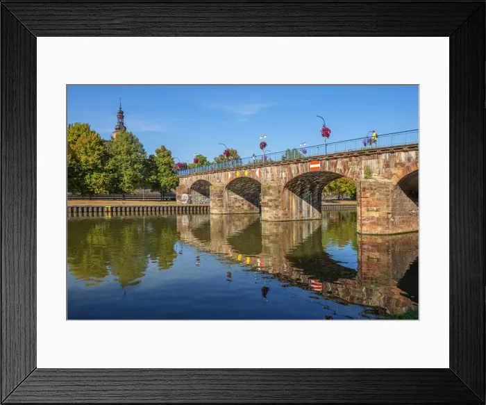 Framed Print : Old bridge with castle church and river Saar, SaarbrAocken, Saarland, Germany Framed Print : Old bridge with castle church and river Saar, SaarbrAocken, Saarland, Germany