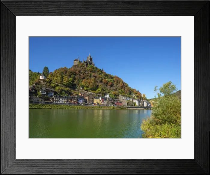 Framed Print : Reichsburg with river Mosel and Cochem, Mosel valley, Rhineland-Palatinate, Germany
