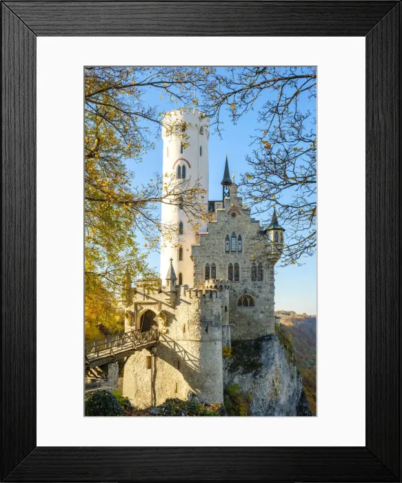 Framed Print : Schloss Lichtenstein castle in autumn, Reutlingen, Baden-WAorttemberg, Germany Framed Print : Schloss Lichtenstein castle in autumn, Reutlingen, Baden-WAorttemberg, Germany