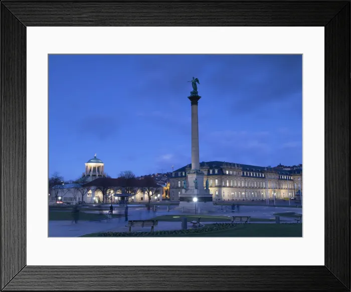 Framed Print : Schlossplatz (Castle Square ) and Neues Schloss (New Castle) at dusk, Stuttgart Framed Print : Schlossplatz (Castle Square ) and Neues Schloss (New Castle) at dusk, Stuttgart