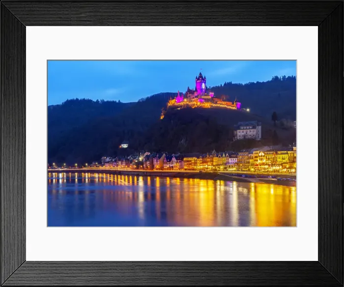 Framed Print : Reichsburg Cochem with Christmas illumination, Cochem, Rhineland-Palatinate, Germany Framed Print : Reichsburg Cochem with Christmas illumination, Cochem, Rhineland-Palatinate, Germany