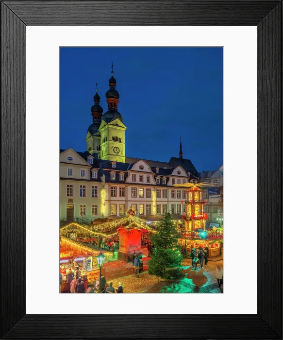 Framed Print : Christmas market at Am Plan with Liebfrauenkirche, Koblenz, Rhineland-Palatinate, Germany Framed Print : Christmas market at Am Plan with Liebfrauenkirche, Koblenz, Rhineland-Palatinate, Germany