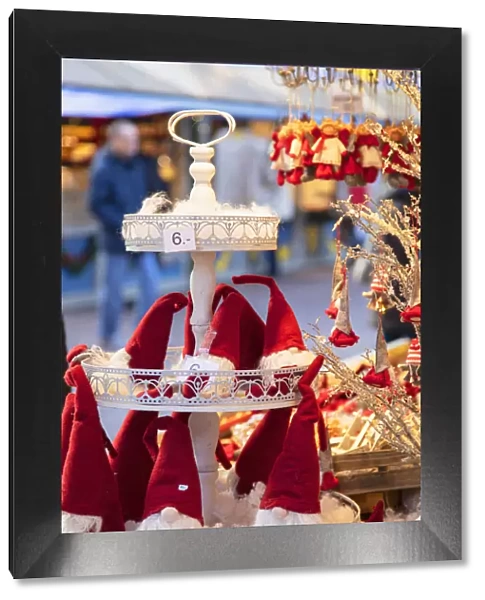 Christmas decorations stall at Christmas Market, Wiesbaden, Hesse, Germany