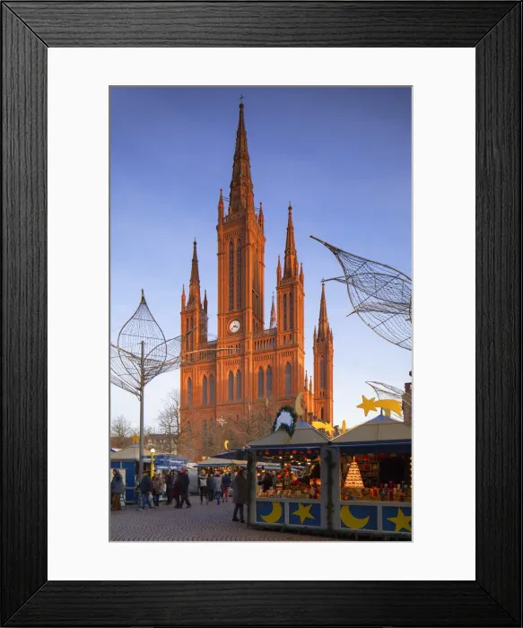 Framed Print : Christmas market and Marktkirche (Market Church), Wiesbaden, Hesse, Germany