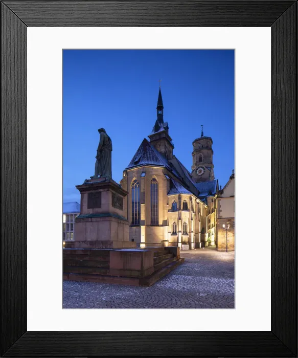 Framed Print : Stiftskirche in Schillerplatz at dawn, Stuttgart, Baden-WAorttemberg, Germany Framed Print : Stiftskirche in Schillerplatz at dawn, Stuttgart, Baden-WAorttemberg, Germany