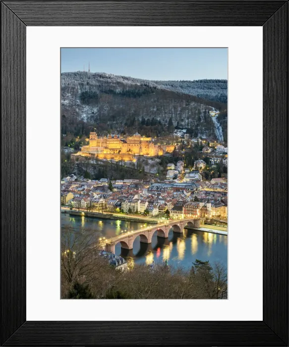 Framed Print : Germany, Baden-Württemberg, Heidelberg. Schloss Heidelberg castle, Alte Brucke Framed Print : Germany, Baden-Württemberg, Heidelberg. Schloss Heidelberg castle, Alte Brucke