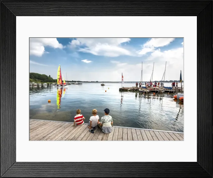 Framed Print : Boys watching a catamaran, Altefaahr, RAogen Island, Mecklenburg-Western Pomerania Framed Print : Boys watching a catamaran, Altefaahr, RAogen Island, Mecklenburg-Western Pomerania