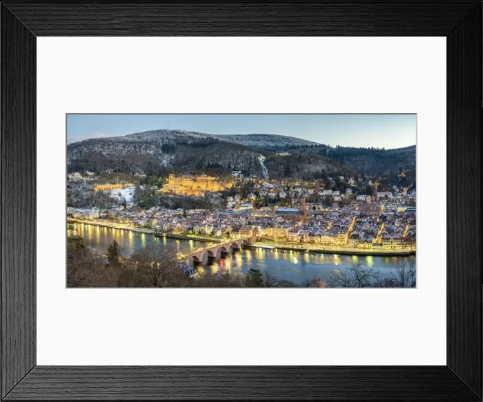 Framed Print : Germany, Baden-WAorttemberg, Heidelberg. Altstadt (old town) on the Neckar River at dusk Framed Print : Germany, Baden-WAorttemberg, Heidelberg. Altstadt (old town) on the Neckar River at dusk