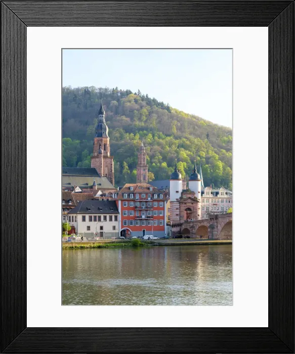 Framed Print : Germany, Baden-WAorttemberg, Heidelberg. Alte Brucke (old bridge) and buildings in