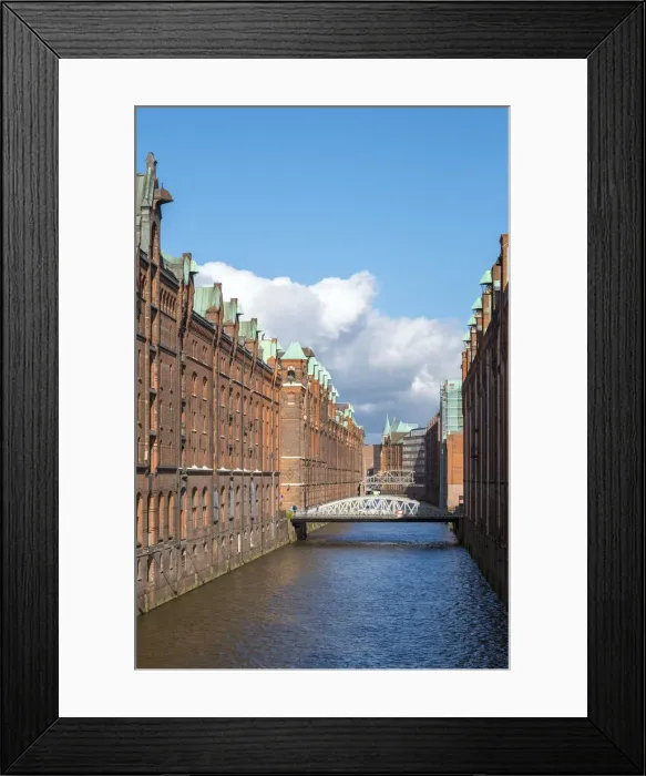 Framed Print : Germany, Hamburg. Historic warehouse buildings along the Brooksfleet canal, in Framed Print : Germany, Hamburg. Historic warehouse buildings along the Brooksfleet canal, in