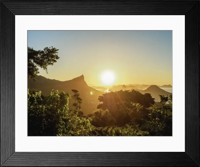 Framed Print : View from Vista Chinesa over Tijuca Forest towards Rio de Janeiro at sunrise, Brazil Framed Print : View from Vista Chinesa over Tijuca Forest towards Rio de Janeiro at sunrise, Brazil