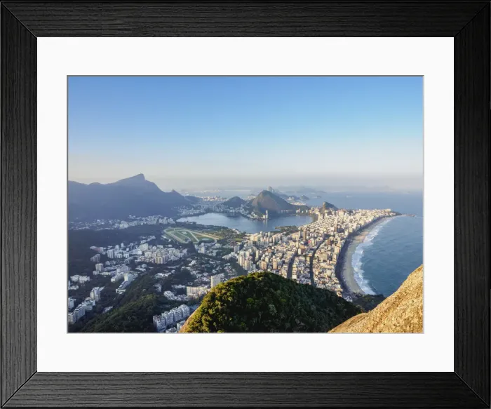 Framed Print : Cityscape seen from the Dois Irmaos Mountain, Rio de Janeiro, Brazil