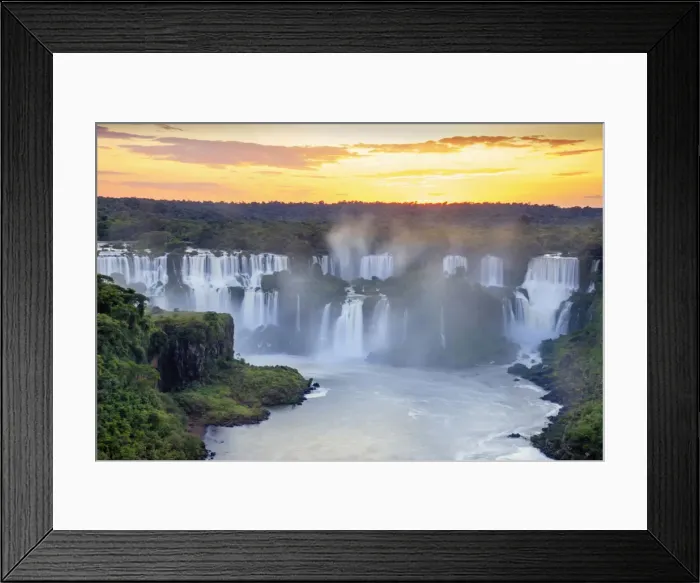 Framed Print : Brazil, Parana state, sunrise over the Iguacu or Iguazu falls as photographed Framed Print : Brazil, Parana state, sunrise over the Iguacu or Iguazu falls as photographed