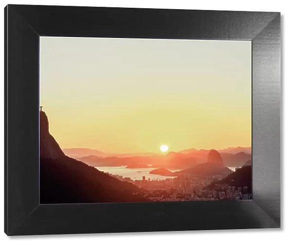 Cityscape from Vista Chinesa at sunrise, Rio de Janeiro, Brazil