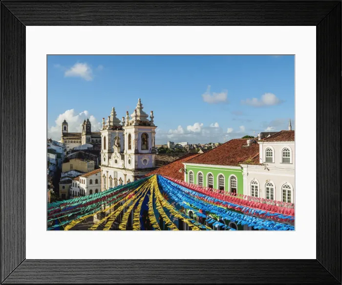 Framed Print : Sao Joao Festival Decorations on Largo do Pelourinho, elevated view, Salvador, State Framed Print : Sao Joao Festival Decorations on Largo do Pelourinho, elevated view, Salvador, State