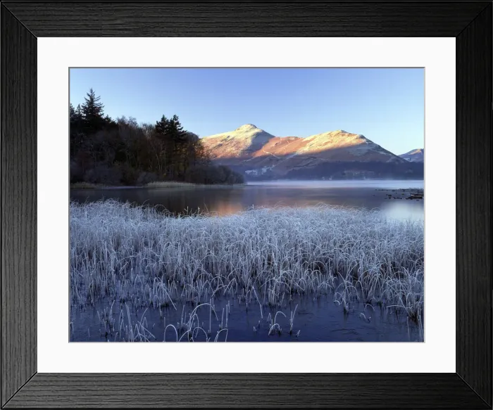 Framed Print : Frost on Derwent Water, Lake District, Cumbria, England