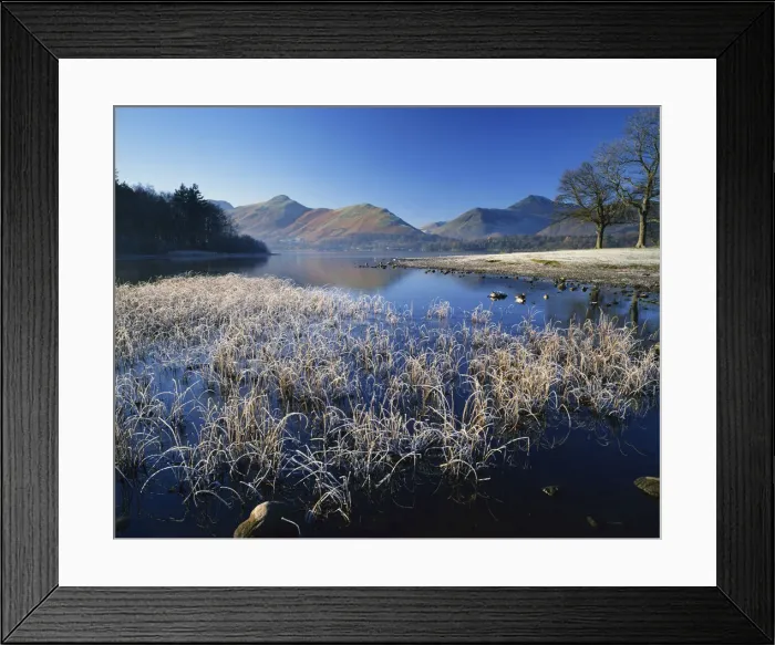 Framed Print : Frost on Derwent Water, Lake District National Park, Cumbria, England Framed Print : Frost on Derwent Water, Lake District National Park, Cumbria, England