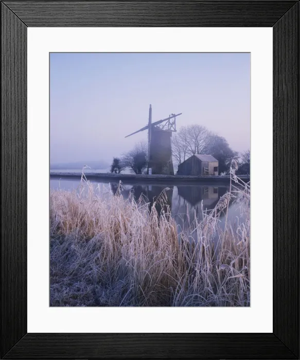 Framed Print : Oby Mill in Frost, River Bure, Norfolk, England Framed Print : Oby Mill in Frost, River Bure, Norfolk, England