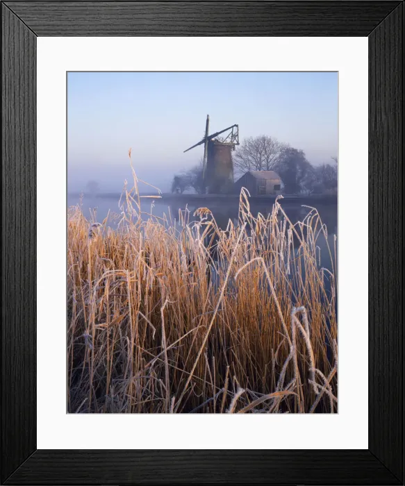 Framed Print : Frost along River Bure at Oby Mill, Norfolk, England Framed Print : Frost along River Bure at Oby Mill, Norfolk, England