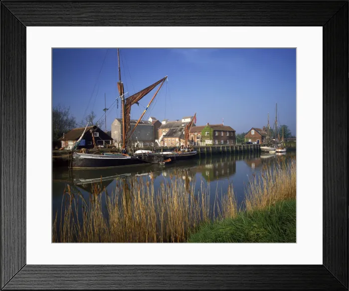 Framed Print : Thames Barge at Snape Maltings, Suffolk, England Framed Print : Thames Barge at Snape Maltings, Suffolk, England